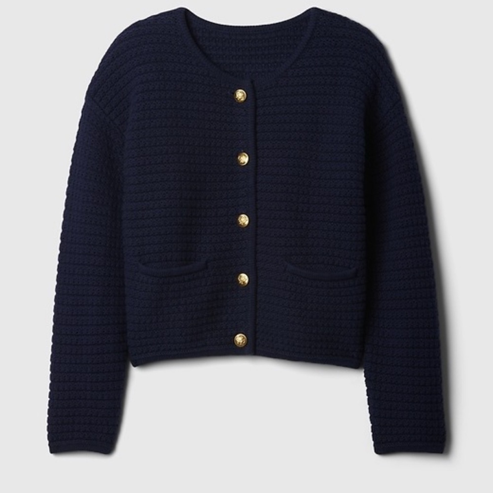 GAP Textured Knit Sweater in Deep Blue